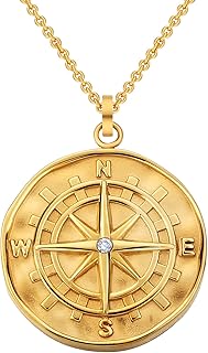 Sponsored Ad - KRKC&CO Coin Necklace, Coin Pendant, Medallion Necklace, Stainless Steel St. Christopher/Lion/Medusa/Compas...