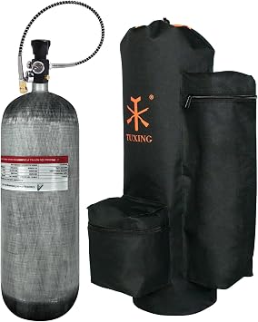 TUXING 4500Psi Carbon Fiber Scuba Tank 9L 9000CC High Pressure Composite Cylinder,Diving Tank,Deep Dive Gas Cylinder,Pcp Air Tank for Deep Diving Snorkeling