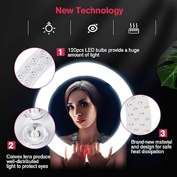 18 inch LED Ring Light with Tripod Stand Dimmable Makeup Ring light for Studio Portrait YouTube Vlog Video Shooting with Remote Controller, CRI 90