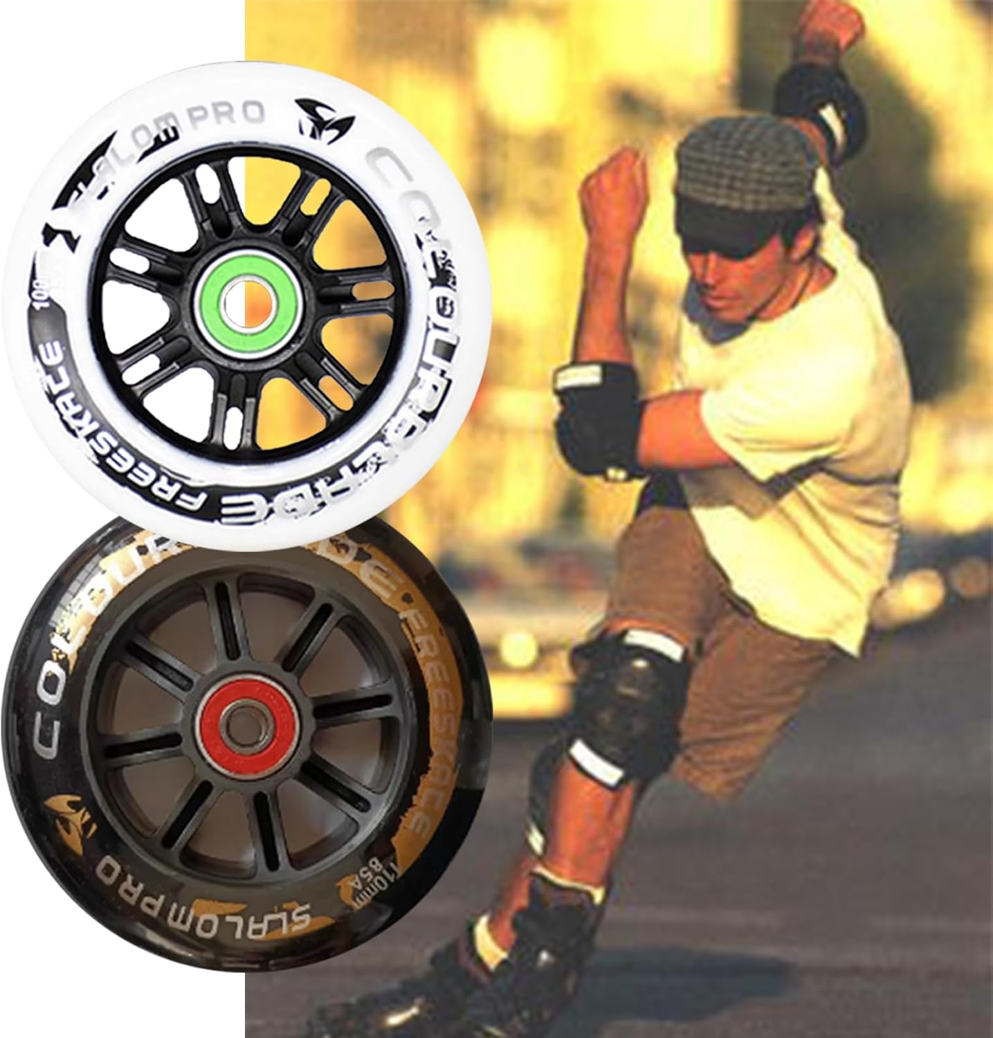 Inline Skate Replacement Wheels Outdoor & Indoor 4/6 Pack 85A 100MM/110MM Inline Skate Wheels with Bearings Roller Skate Wheel Replacement,White,100mm*6