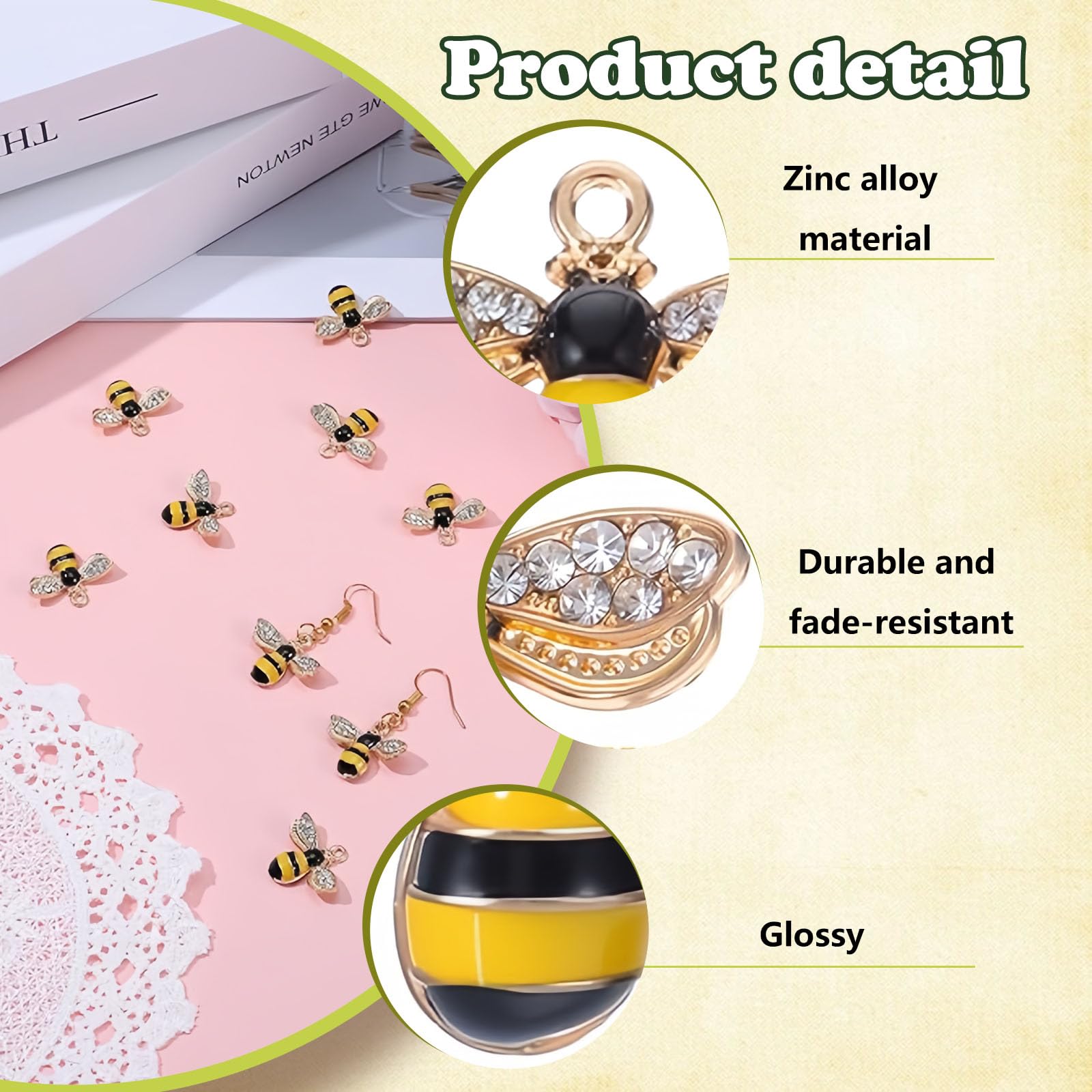 24pz Ciondoli Ape Smaltati Dorati in Lega di Zinco 2.1x1.8cm per Creazione Gioielli Fai-da-Te Collane Bracciali Orecchini Accessori Carini