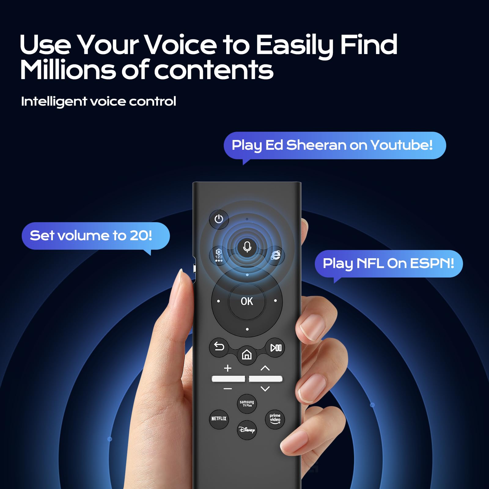 Set de 5 mandos universales para Smart TV de Smsung con Teclado retroiluminado, ratón inalámbrico de Aire, Control Remoto Inteligente por Voz, compatibles con televisores de 2019 a 2024
