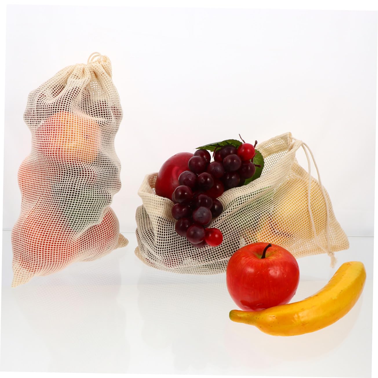 PRETYZOOM 2 Series Bolsa De Malla con Cordón para Frutas Bolsas De Mano Organizador De Lino Manteles para Mesa De Comedor Bolsa De Malla para Comestibles Bolsas 6 Piezas x 2