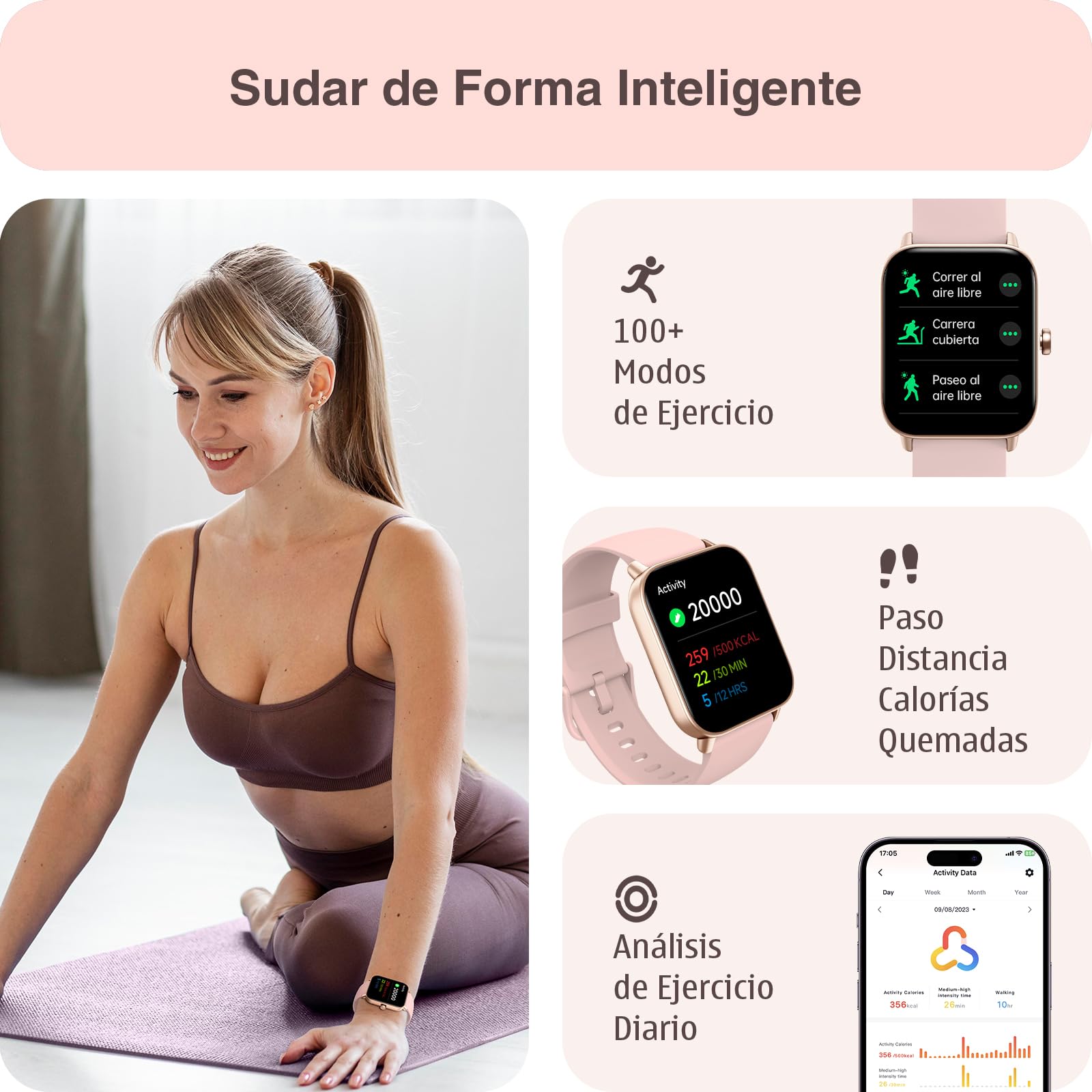 Orologio Smartwatch Donna con Chiamate Bluetooth e Alexa, 1.8'' Smartwatch Donna SpO2/Frequenza Cardiaca/Sonno, Contacalorie/Passi/Distanza, 100 Modalità Sport, IP68 Regalo da Donna per Android iOS