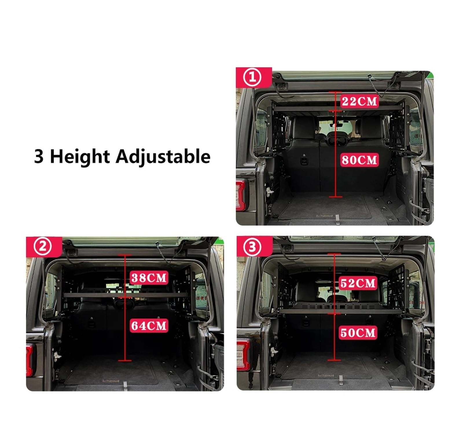 Cofano Bagagliaio Hardtop Pannelli Stoccaggio Modulare Tronco in Alluminio Scaffale Interno Bagagli Carrier per Jeep per Wrangler JL 2018-2023 4 Porte Cover Telo Sicurezza(5)