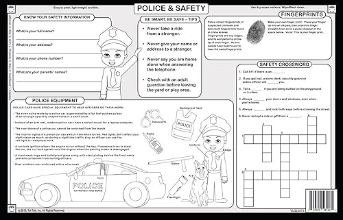 Miniatura 4 de Tot Talk Vehículos - Juego de 4 manteles individuales educativos para niños, construcción, camiones de bomberos, policía, transporte, actividades