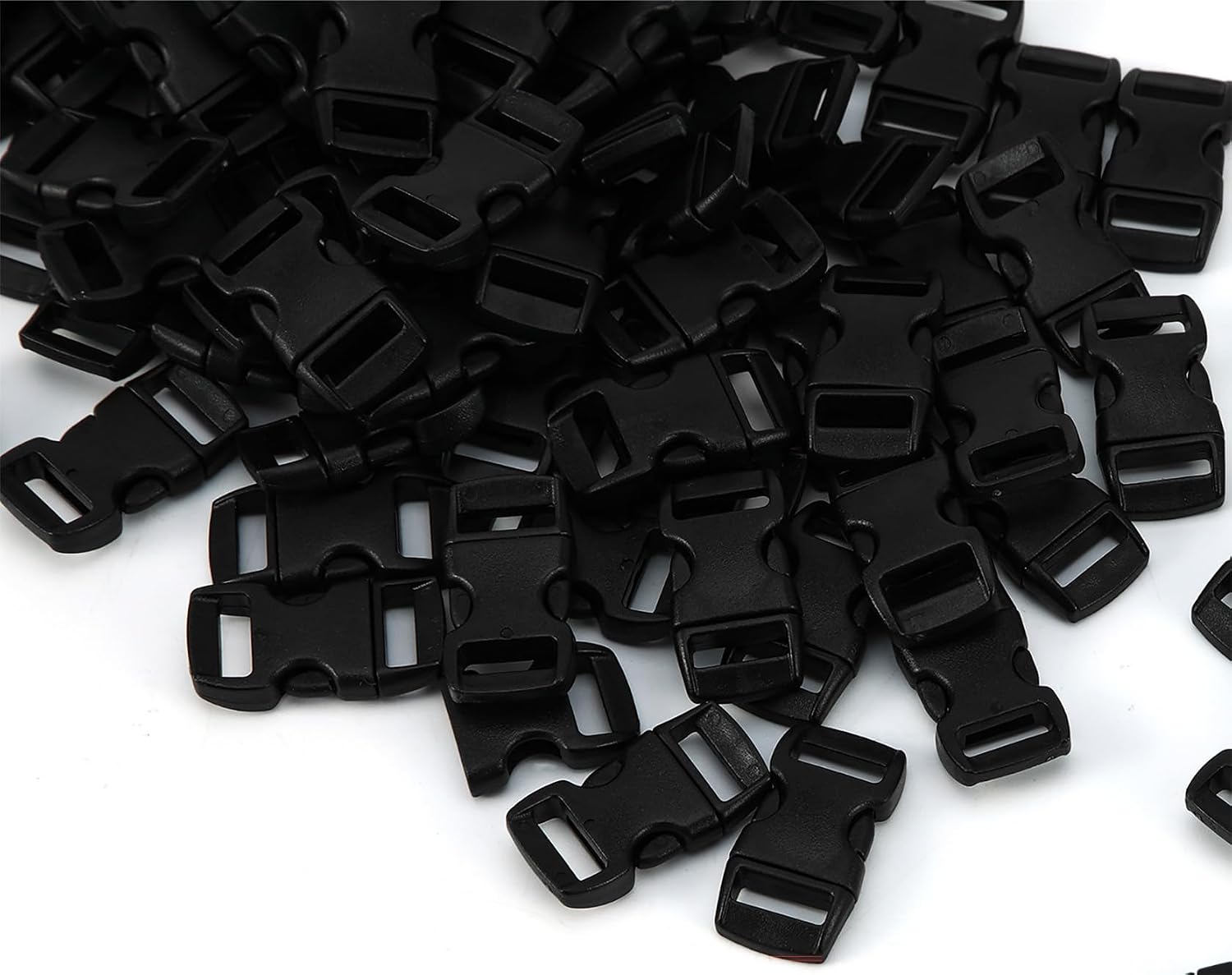 3/8" Black Plastic Buckle DIY Craft Webbing Contoured Side Quick Release Buckle for Bracelets Backpack Tactical Bag