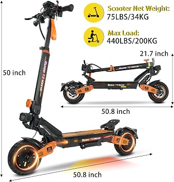 Electric Ecooter Adults 3200W Powerful Motor 52V20.8Ah Battery Up to 35 Mph & 40 Miles Longe Range Scooter Electric for Adults Foldable E Scooter for Commuting & Outdoor
