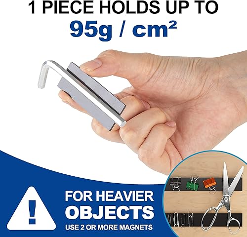 Miniatura 5 de Rammos Tiras magnéticas con respaldo adhesivo, paquete de 3 (cada una de 6 x 1 pulgadas) tiras magnéticas adhesivas extra fuertes y resistentes para