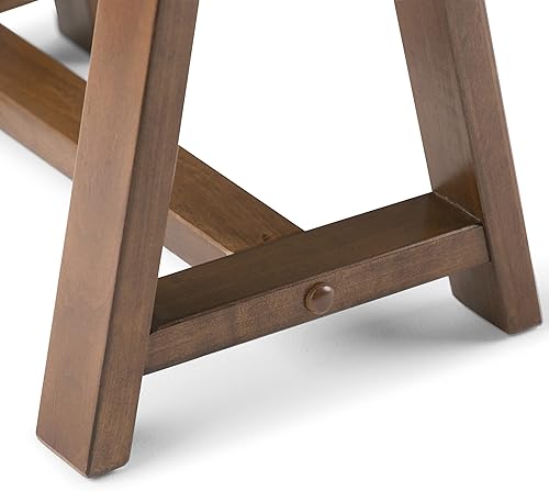 Miniatura 284 de SIMPLIHOME Sawhorse - Mesita de noche de madera maciza de 24 pulgadas de ancho, moderna, industrial, color gris envejecido, para sala de estar y