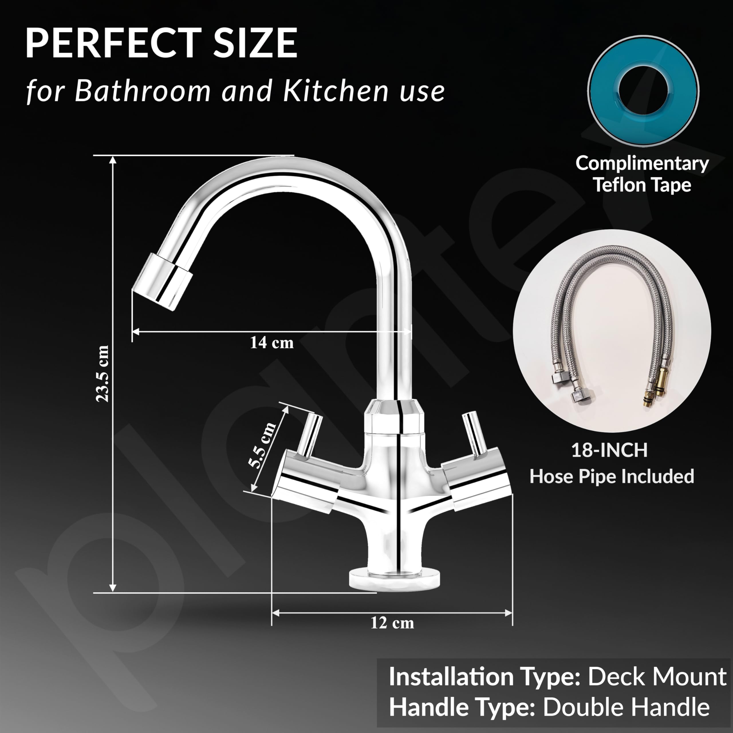 Plantex Brass Basin Mixer Tap - Chrome Finish -3
