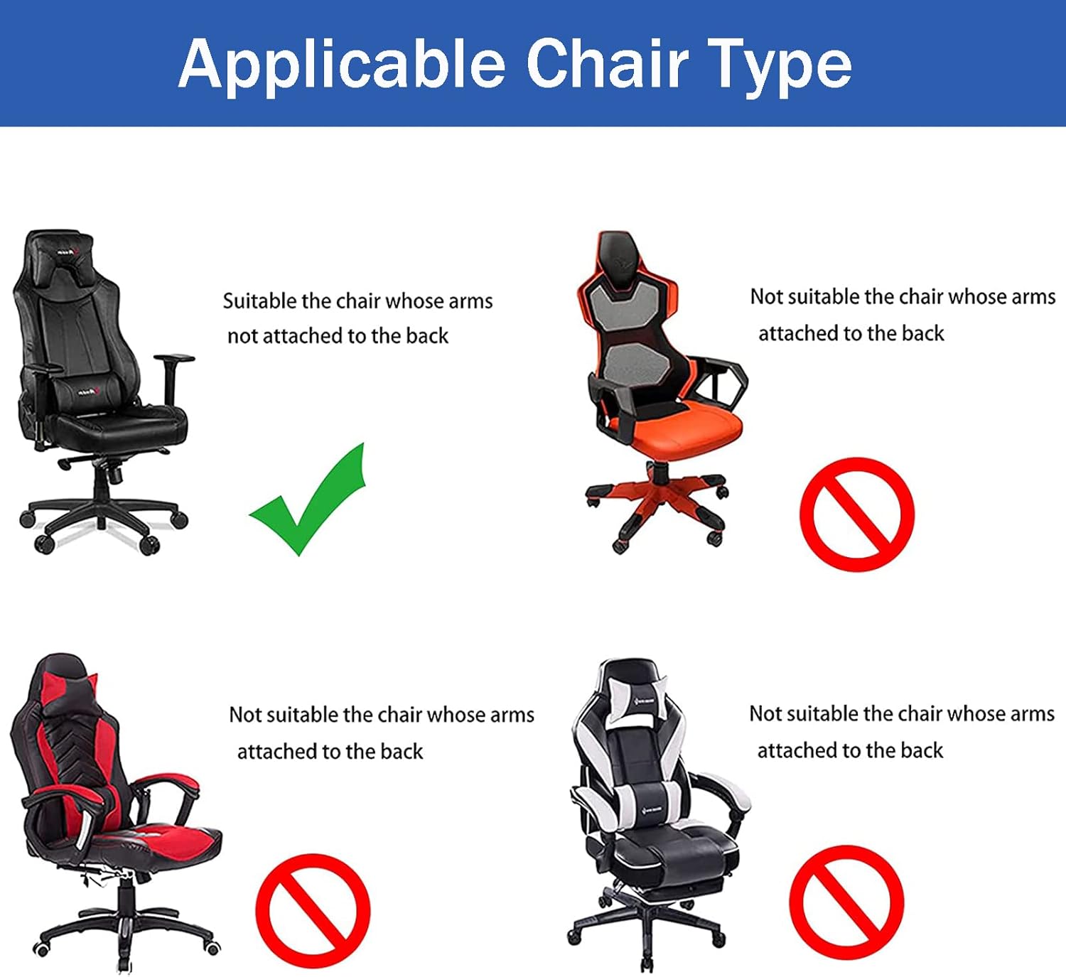 Gaming Chair Cover Spandex Stretch Gaming Chair seat Cover for Leather Office Game Reclining Racing Ruffled Game Chair Cover -Blue