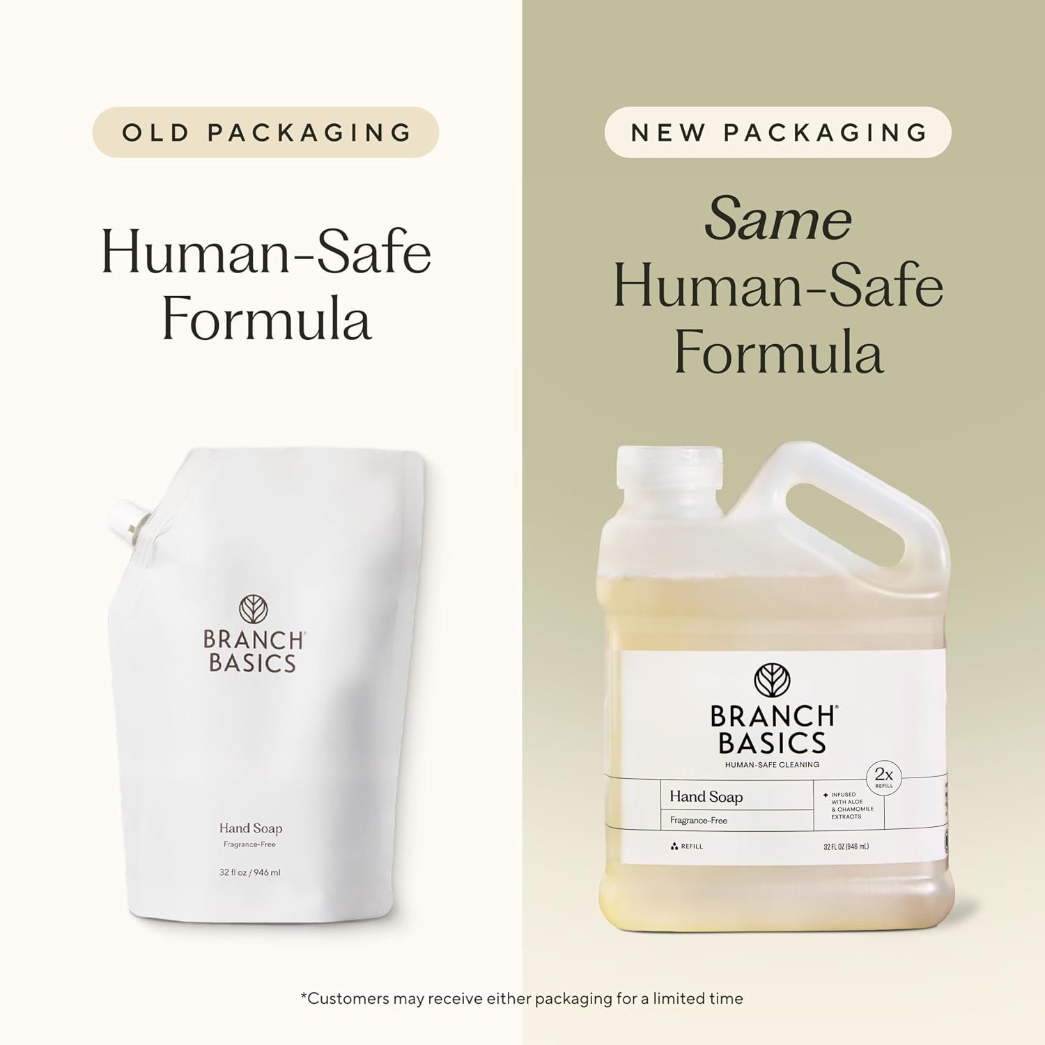 Branch Basics Gel Hand Soap Refill – 32oz | Plant & Mineral-Based Formula with Aloe, Chamomile & Meadowfoam Oil | Fragrance-Free, Gentle & Safe for Sensitive Skin