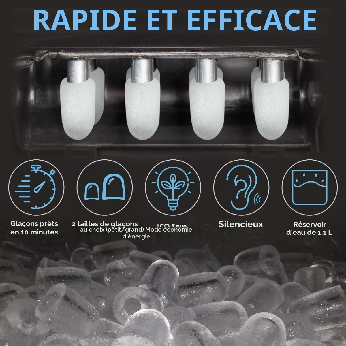 Clatronic EWB 3798 Machine à glaçon incornporé/sur Pied 12 kg/24h 120 W Noir