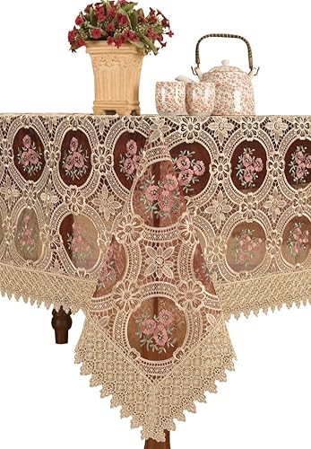 Miniatura 2 de Simhomsen Mantel de encaje vintage borgoña bordado rectangular de 60 x 120 pulgadas