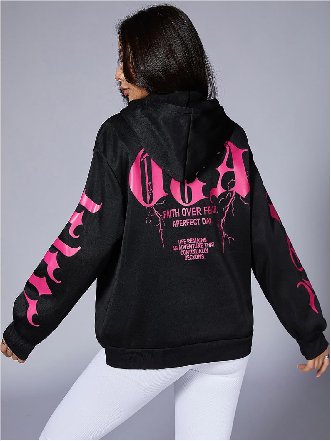 MakeMeChic Women's Y2K Graphic Hoodies Oversized Sweatshirts Letter Print Pullover Long Sleeve Fall Preppy Clothes - Image 2