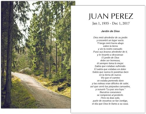 Tarjetas Funerales De Recordatorio (50 tarjetas) FPC1186ES Sendero