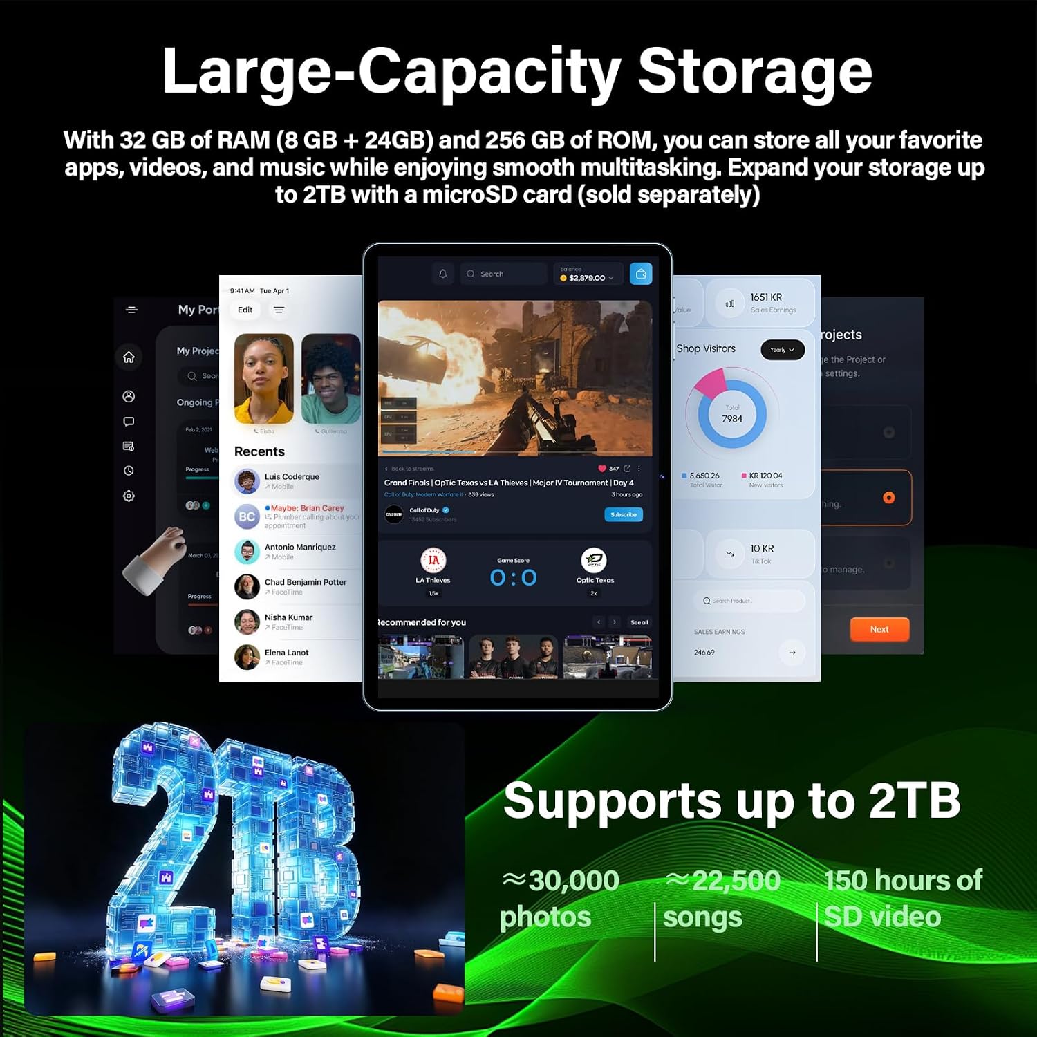 Android 16 Tablet with Keyboard - 13 inch Tablet with 32GB+256GB+2TB Expand thumbnail