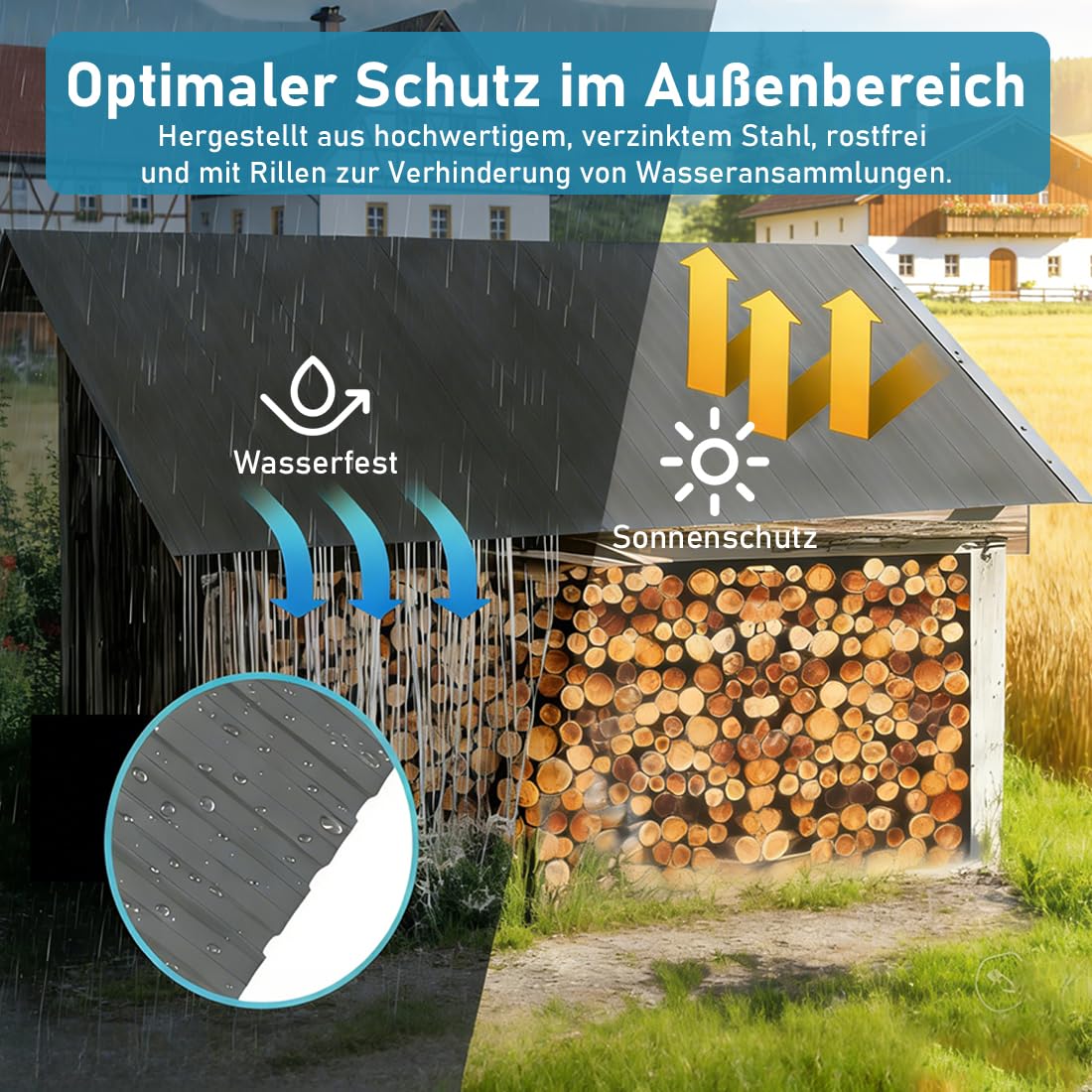 Trapezblech 12x Wellplatten Dach Profilblech 129cm x 45cm ca. 7 m², Wellblechplatten für Dach, Dachbleche Dachplatten Rostresistent Verzinkte Wellblech für Garage, carport (Schwarz)