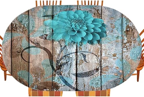 Miniatura 16 de Mantel ajustable ovalado de girasol, flores amarillas rústicas en puerta de granero marrón en casa de campo en otoño, para cocina, comedor, fiesta,