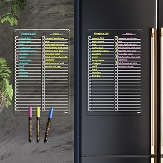 JJPRO Non-Magnetic Dry Erase List Board for Fridge, 8.5"x13" Clear Reusable to Do List for Refrigerator, Grocery List for Refrigerator,Cabinet,Wall&Glass, All Smooth Surfaces