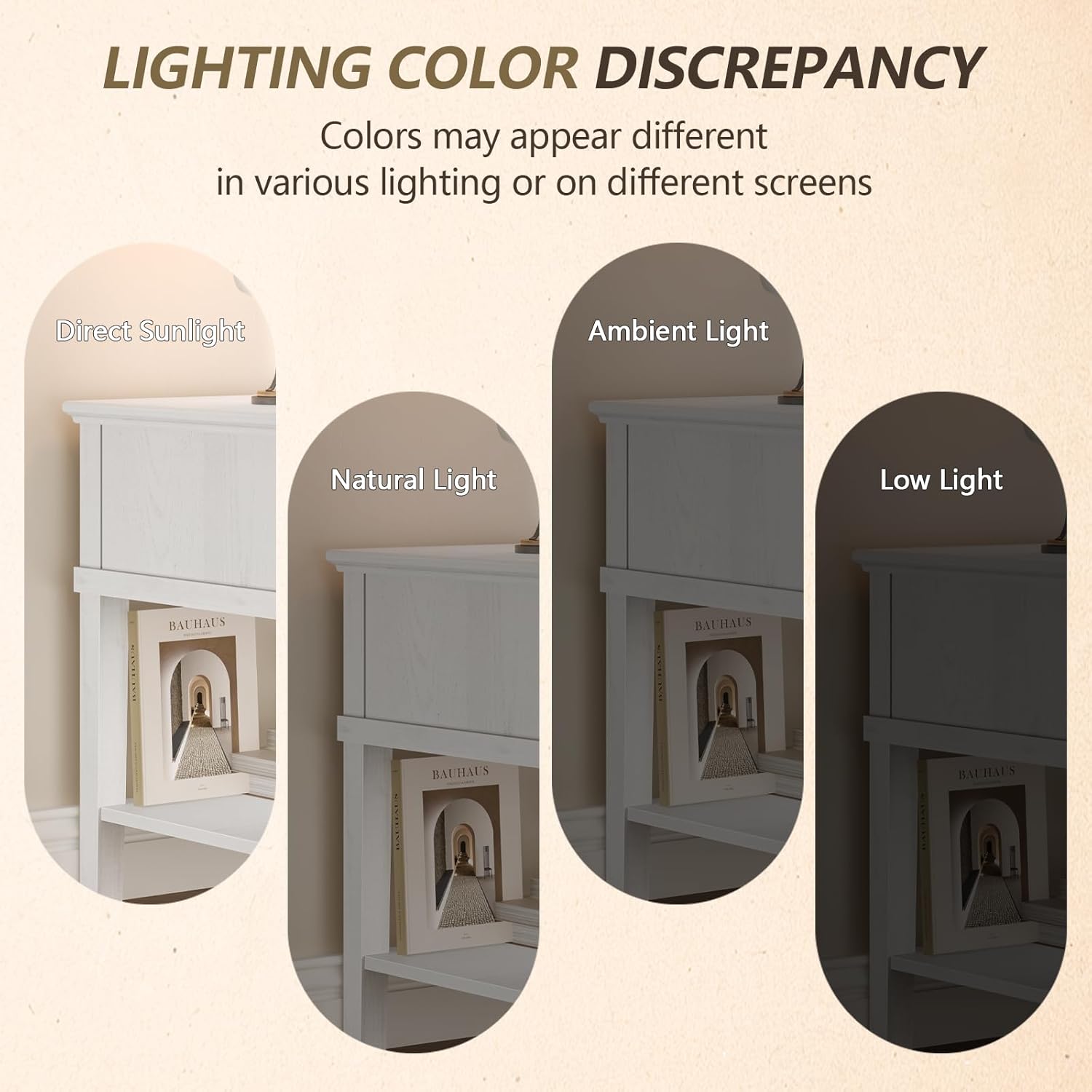 IKENO Solid Wood Nightstand with 1 Drawer & 1 Open Shelf, Multi-Use as End/Side Table, Elegant Retro Style, for Bedroom, Reception Room, White