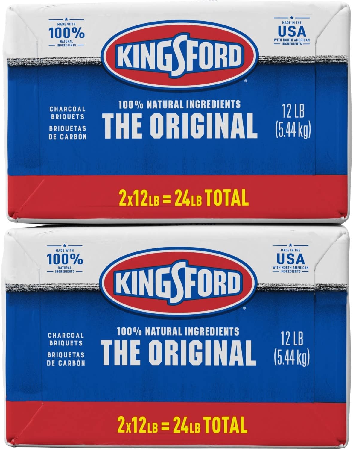 Kingsford Original Charcoal Briquettes, BBQ Charcoal for Grilling 12 Pounds Each (Pack of 2) (Package May Vary)