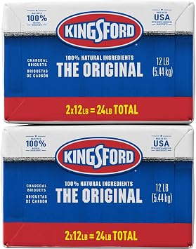 Kingsford Original Charcoal Briquettes, BBQ Charcoal for Grilling 12 Pounds Each (Pack of 2) (Package May Vary)