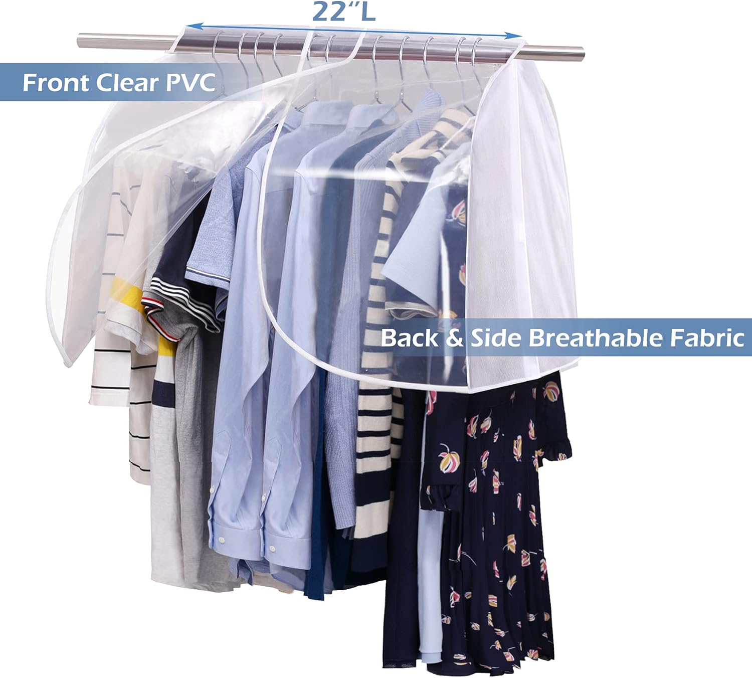 SLEEPING LAMB Hanging Closet Cover for Storage Dustproof Shoulder Cover Garment Protector for Clothes, Coats, Suits, Dresses, 2 Pack, White : Home & Kitchen