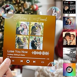 Custom Music Album Fridge Magnet with Photo, Song & Album Cover Personalized Refrigerator Magnets Music Player Plaque Customized Music Fridge Stickers Gifts Christmas Valentine's Day Couples Lovers