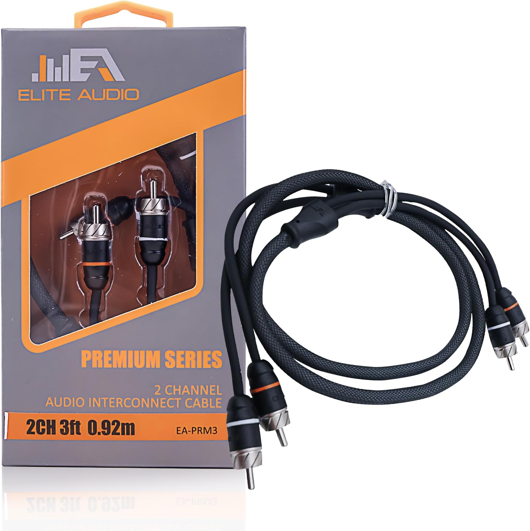 Elite Audio Premium Series 6ft. 2-Channel Car Audio RCA Cable – Double Shielded, Oxygen Free Copper, Noise Reducing Audio Cable for Amplifiers, Subwoofers, Speakers, and Processors – PRM6