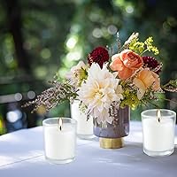 Vista 5 de Paquete de 48 velas votivas sin perfume, velas de cera blanca rellenas de vidrio transparente, para decoración del hogar, fiestas, bodas, vacaciones