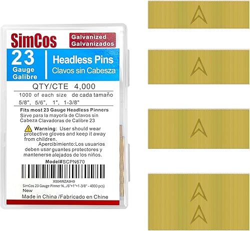 Miniatura 13 de Clavos de Pinner Calibre 23 (5/8", 3/4", 5/6", 1", 1-3/8") Surtido de 5 Tamaños de Clavos de Pin Sin Cabeza para Pinner Neumático o Eléctrico
