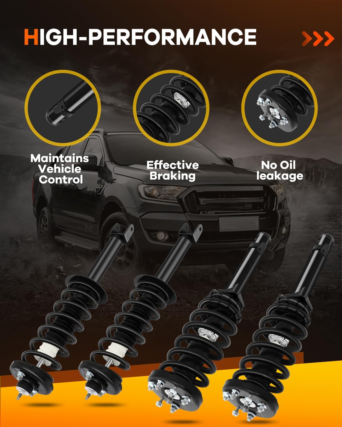 2X Front Rear Struts Shocks for Honda FWD 172562R 172562L 172563, OCPTY Complete Strut Spring Assembly Shock Absorbers Fit 2008 2009 2010 2011 2012 for Honda for Accord 2.4L 3.5L Amortiguadores Struts