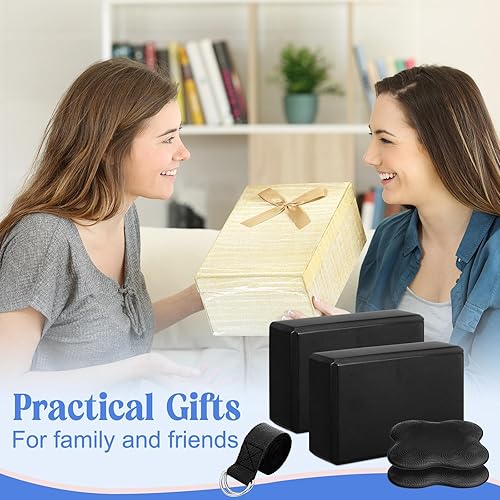 Miniatura 7 de Juego de 5 piezas de bloques de yoga, rodilleras, juego de correas de yoga, bloques de espuma suave de primera calidad, accesorios para pilates,