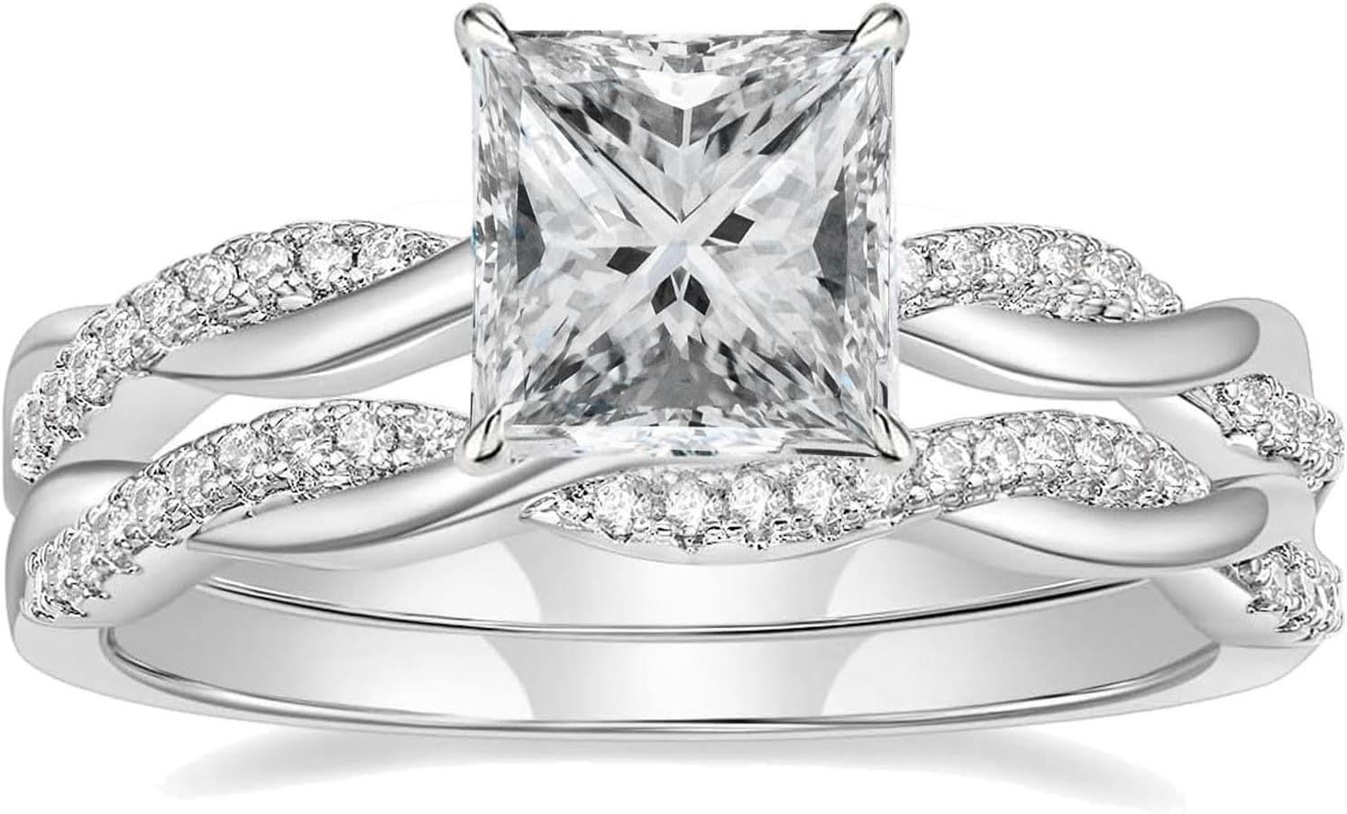 Wedding Ring Sets for Women Princess cut 1.5ct AAAAAA CZ S925 Sterling Silver Engagement Ring