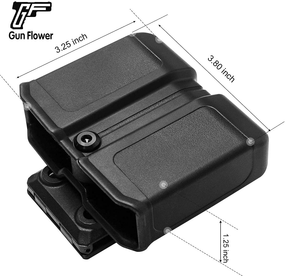 Universal Double Magazine Pouch, Double Magazine Holder Compatible with 9mm/.40 Dual Stack Mags, Belt Clip/Molle Mag Pouch for Outside Waistband Carry, Adjustable-Cant-No Jitter.