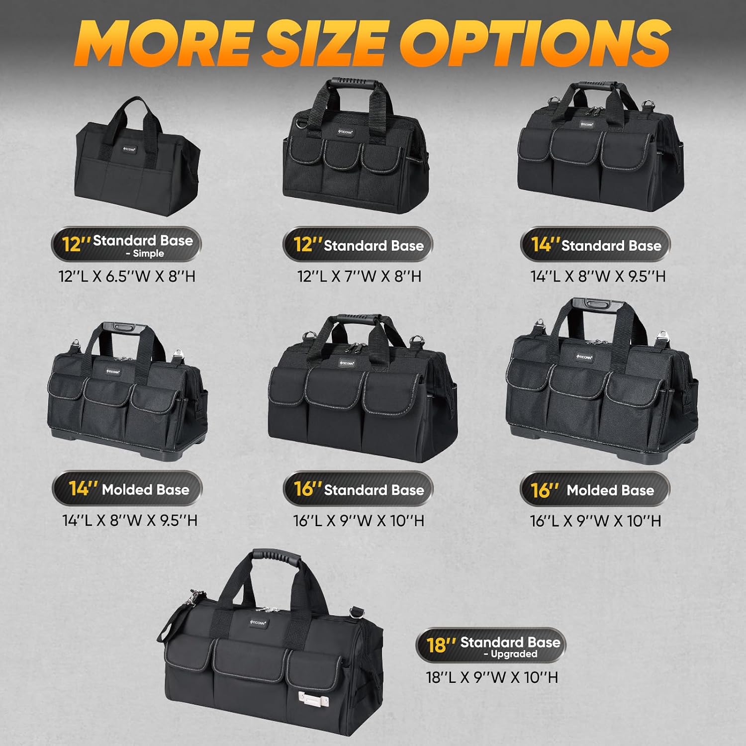 TICONN Heavy Duty Tool Bag Organizer, Small Tool Box with Ergonomic Handle image 5