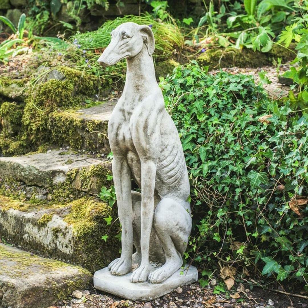 Discount Garden Statues Grey Single Large Sitting Hound Statue