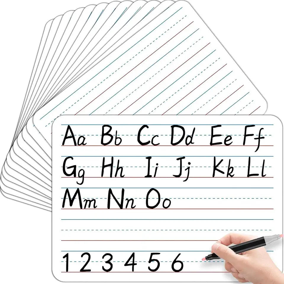 Azonee 12 Double-Sided Whiteboards with Lined Dry-Erase Board Writing Board with Horizontal Lines, Handwriting Practice Suitable for Students and Teachers Learning Tools Portable Drawing Learning
