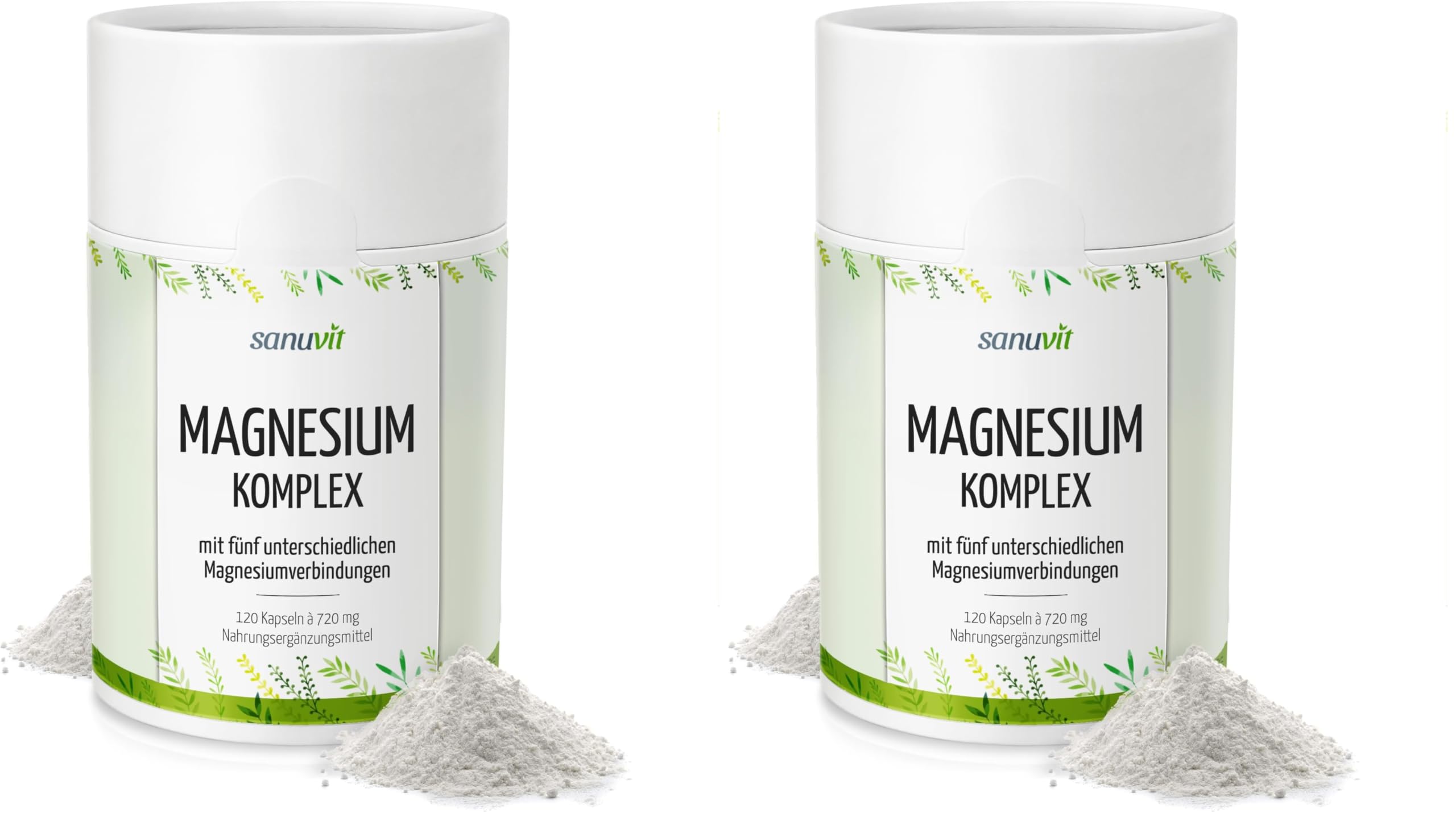 Sanuvit® Magnesium Komplex Kapseln | 5 Magnesiumverbindung mit marinem Magnesium | 120 Kapseln | hohe Bioverfügbarkeit, 100% Tagesbedarf | Reinstoffprodukt direkt vom Hersteller (Packung mit 2)