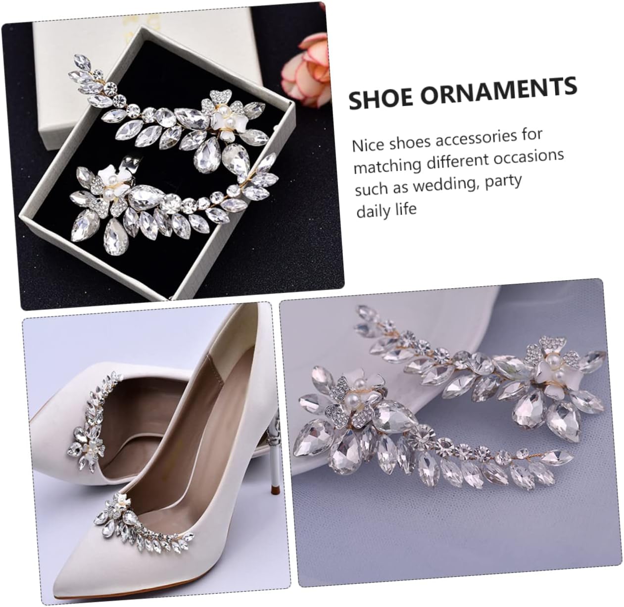 Removable Wedding Shoe Accessories with Delicate Pearl Rhinestone Decorative Buckles for High Heels Detachable Design for Weddings and Parties Secure Fit Shoe Buttons for Instant