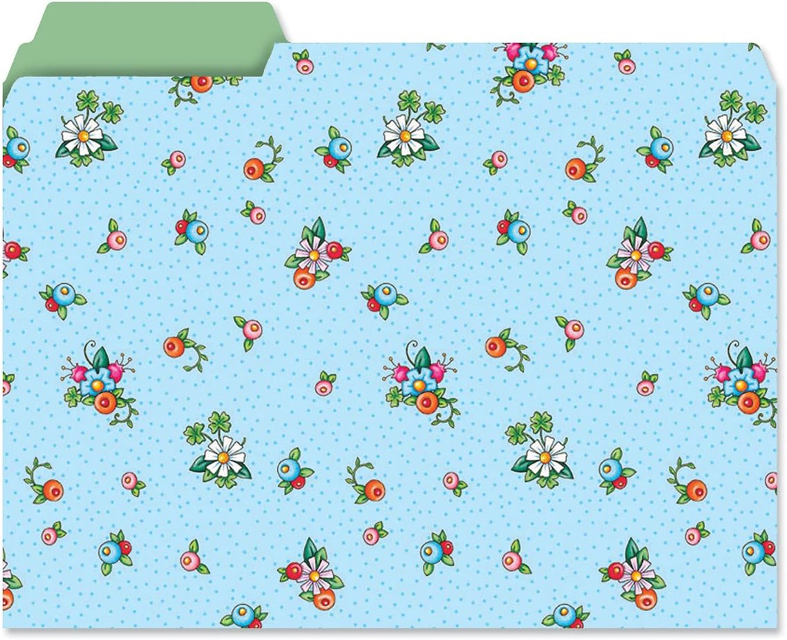 Current Mary Engelbreit File Folders Value Pack - Bulk Set of 24, 6 Pretty Decorative Designs, 1/3 Cut Tabs, Heavy-Duty Paper Stock, Office Supplies for Home & Work, 9-½” x 11-¾” Letter Size image 3 of 9 B09B2RQQ6P