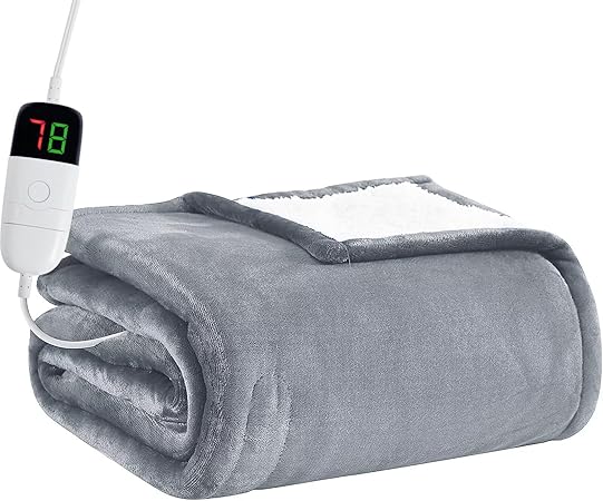 BOMOVA Heated Electric Blanket Twin - 62" x 84" Heating Blanket with 10 Heating Levels & 8 Hours Auto Off, Warm Flannel Blanket with Over-Heat Protection, for Women, ETL & FCC Certified