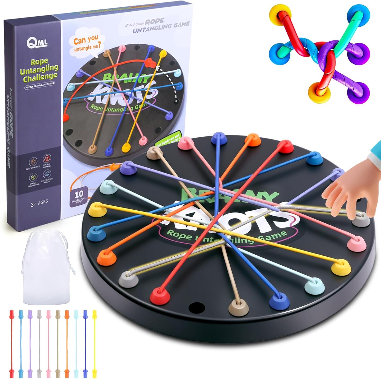 PKKP Brainy Knots Rope Untangling Tisch Strategie Brettspiel, Twisted Games Knot Logic Spiel, Rope Knots Challenge Spiel, Puzzle Familienspiele 2 bis 4 Spieler