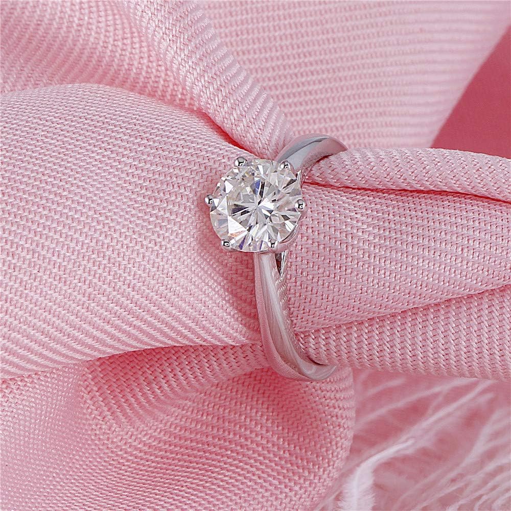 DovEggs Sterling Silver 1.5ct 7.5mm G-H-I Color Heart Arrows Cut Moissanite Engagement Ring Solitare for Women 2.5mm Band Width | 