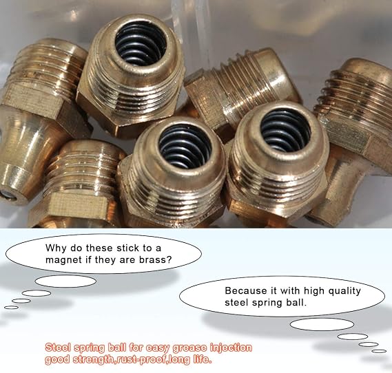 Straight and 90 Degree and 45 Degree Brass Zerk Grease Nipple Fitting Assortment Kits M6 M8 M10 135pcs