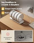 EZVALO 4 Pack détecteur de mouvement lumières de placard avec station de recharge, 1200mAh Remboursé LED Sous les lumières de cabinet, lumière de rondelle, 3 Couleur Temps, Magnétique, Continuer pour la cuisine, Pantry