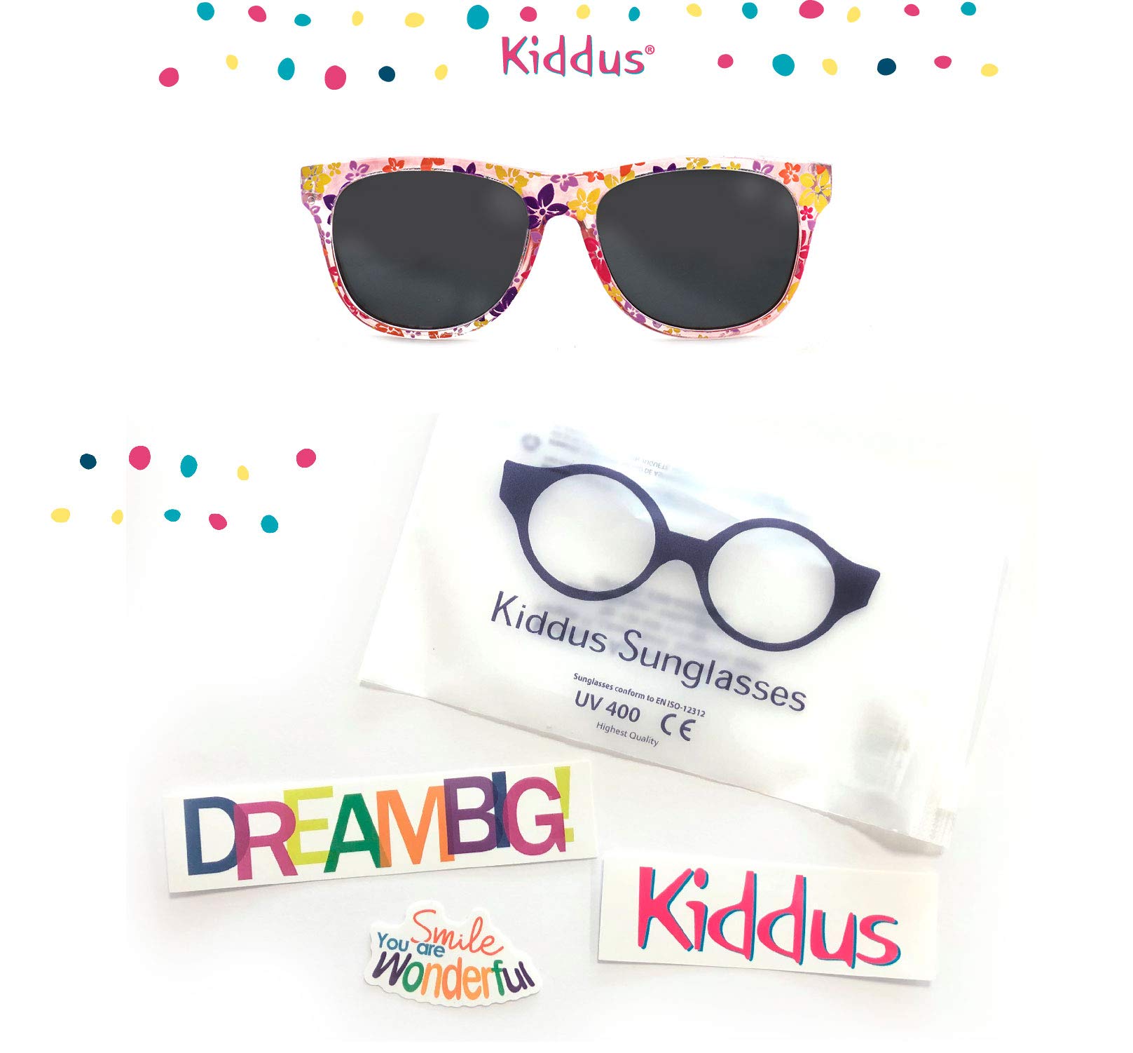 Kiddus Gafas de Sol Niña 6-9 Años Infantiles Polarizadas UV400 CAT3, Protección 100% UVA UVB, Diseño Español, Ligeras para Colegio y Playa, Certificación CE ISO REACH