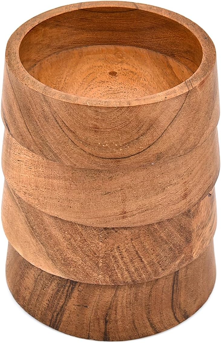 Samhita Snack Bowl Handcrafted Acacia Wood Set of 4 – Wooden Bowls for Appetizers, Nuts, Condiments, Snacks & Gift Giving (5" X 5" X 1.5")